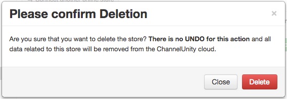Disconnect Your Online Store Warning Window